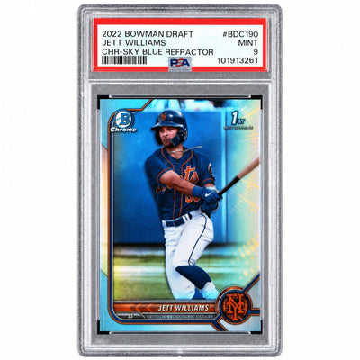 2022 Bowman Draft Sky Blue Refractor Jett Williams #BDC-190 PSA 9