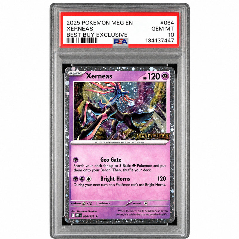 2025 Mega Evolution English Purchase Exclusive Xerneas #64 PSA 10