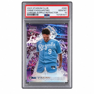2023 Topps Stadium Club Chrome-Purple Refractor Vinnie Pasquantino #280 /75 PSA 10