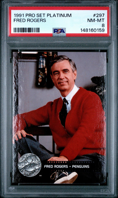 1991 Pro Set Platinum Fred Rogers #297 PSA 8