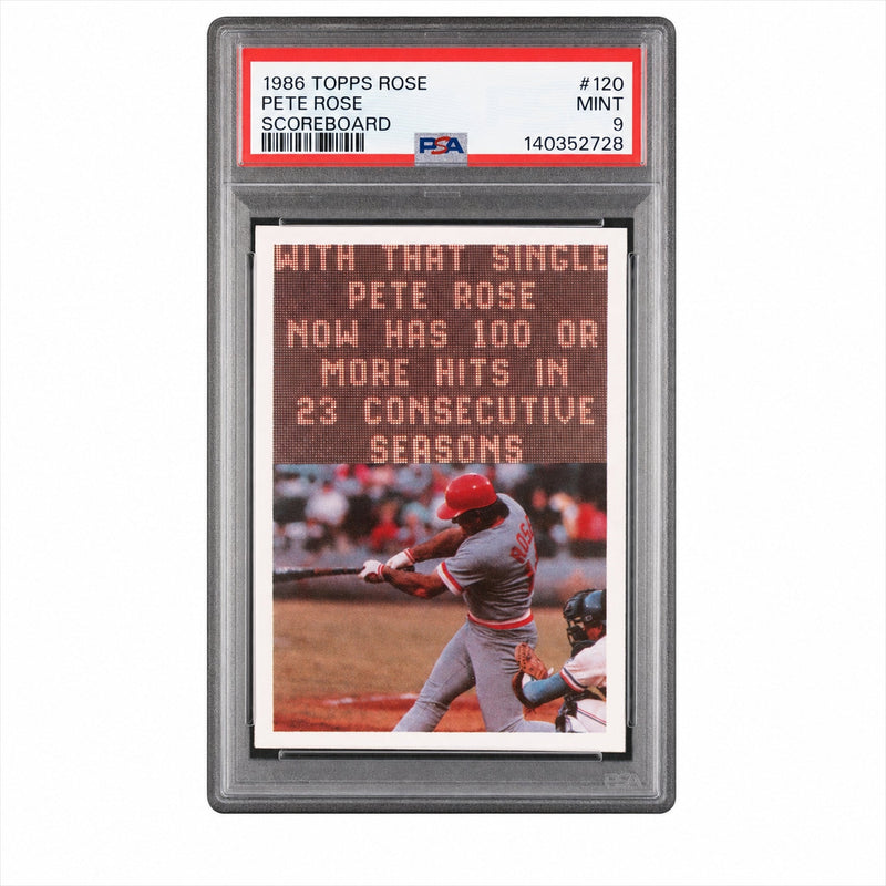 1986 Topps Pete Rose Set Scoreboard Pete Rose #120 PSA 9
