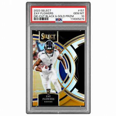2023 Prizm Black and Gold Die Cut Zay Flowers #157 PSA 10