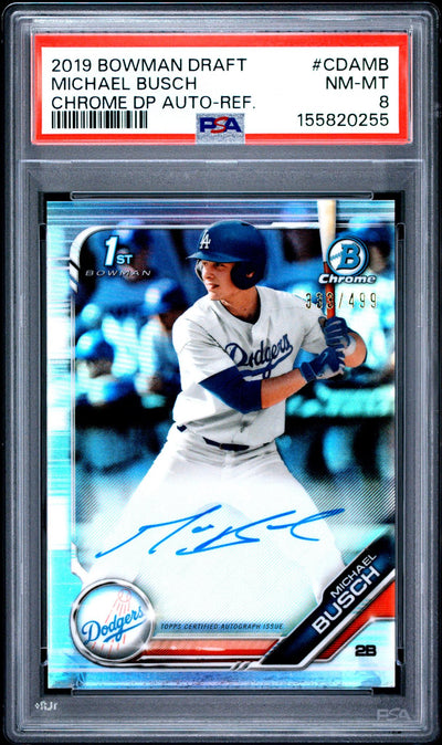 2019 Bowman Chrome Draft Autograph Refractor Michael Busch #CDAMB /499 PSA 8