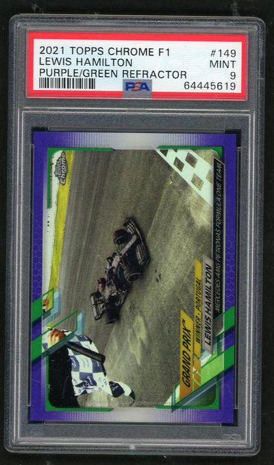 2021 Topps Chrome Formula 1 Purple/Green Refractor Lewis Hamilton #149 PSA 9
