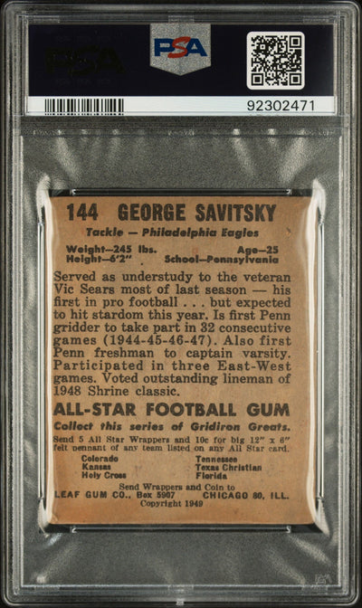 1949 Leaf #144 George Savitsky PSA 2