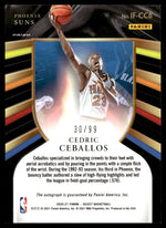 2020-21 Panini Select In Flight Signatures Cedric Ceballos #IF-CCB Auto /99