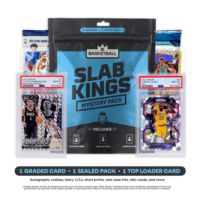 Slab Kings Plus - NBA Basketball Mystery Pack Graded Slab + Sealed Pack + Bonus Card