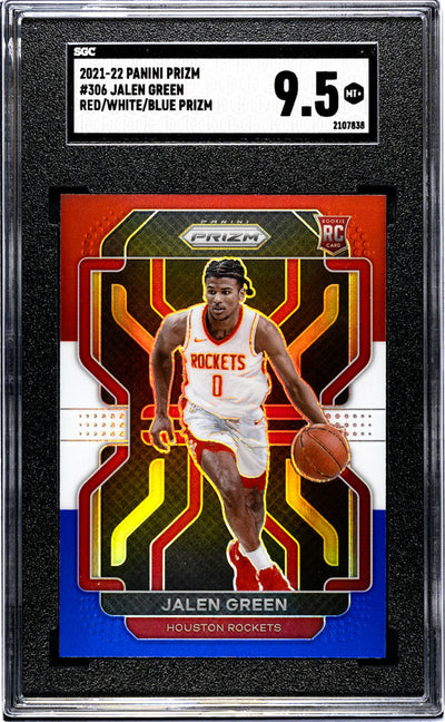 2021-22 Panini Prizm #306 Jalen Green Red/White/Blue Prizm SGC 9.5
