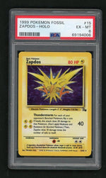 1999 Pokemon Fossil Holo Zapdos #15 PSA 6