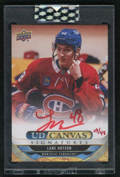 2024 Upper Deck UD Canvas CS-LH Lane Hutson Signatures /49 Montreal Canadiens Auto