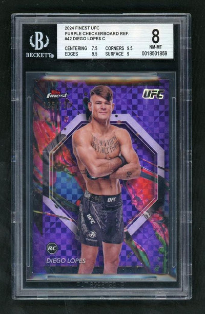 2024 Topps Finest 42 Diego Lopes Purple Checkerboard Ref Purple Rookie Beckett 8 NM-MT