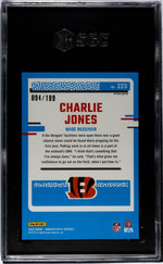 2023 Donruss Optic Blue Prizm Charlie Jones #223 RC /199 SGC 10