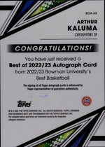 2022-23 Bowman U Best Arthur Kaluma #BOA-AK Auto SGC 8 Auto 10