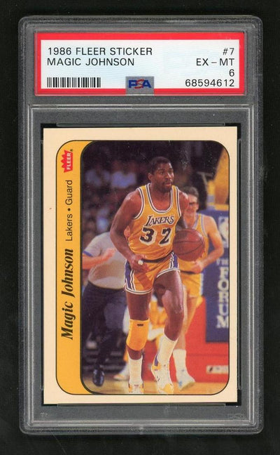 1986 Fleer Stickers Magic Johnson #7 PSA 6