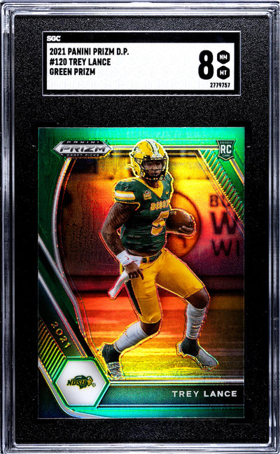2021 Panini Prizm Draft Picks Green Prizm Trey Lance #120 RC SGC 8