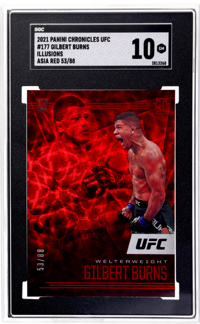 2021 Panini Chronicles UFC Illusions Asia Red Gilbert Burns #177 RC /88 SGC 10