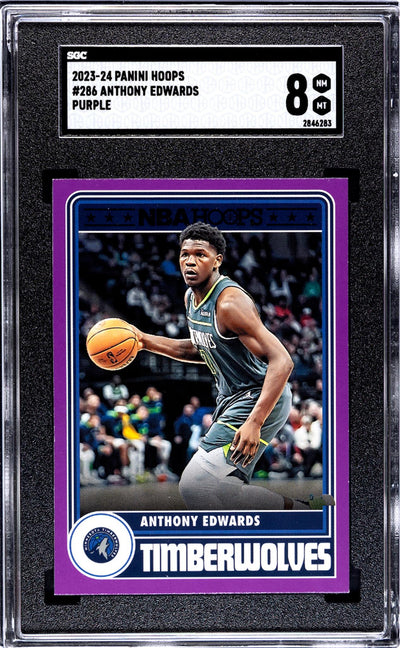 2023-24 Panini Hoops Purple Anthony Edwards #286 SGC 8