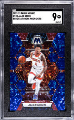 2022-23 Panini Mosaic Blue Fast Break Prizm Jalen Green #193 /85 SGC 9
