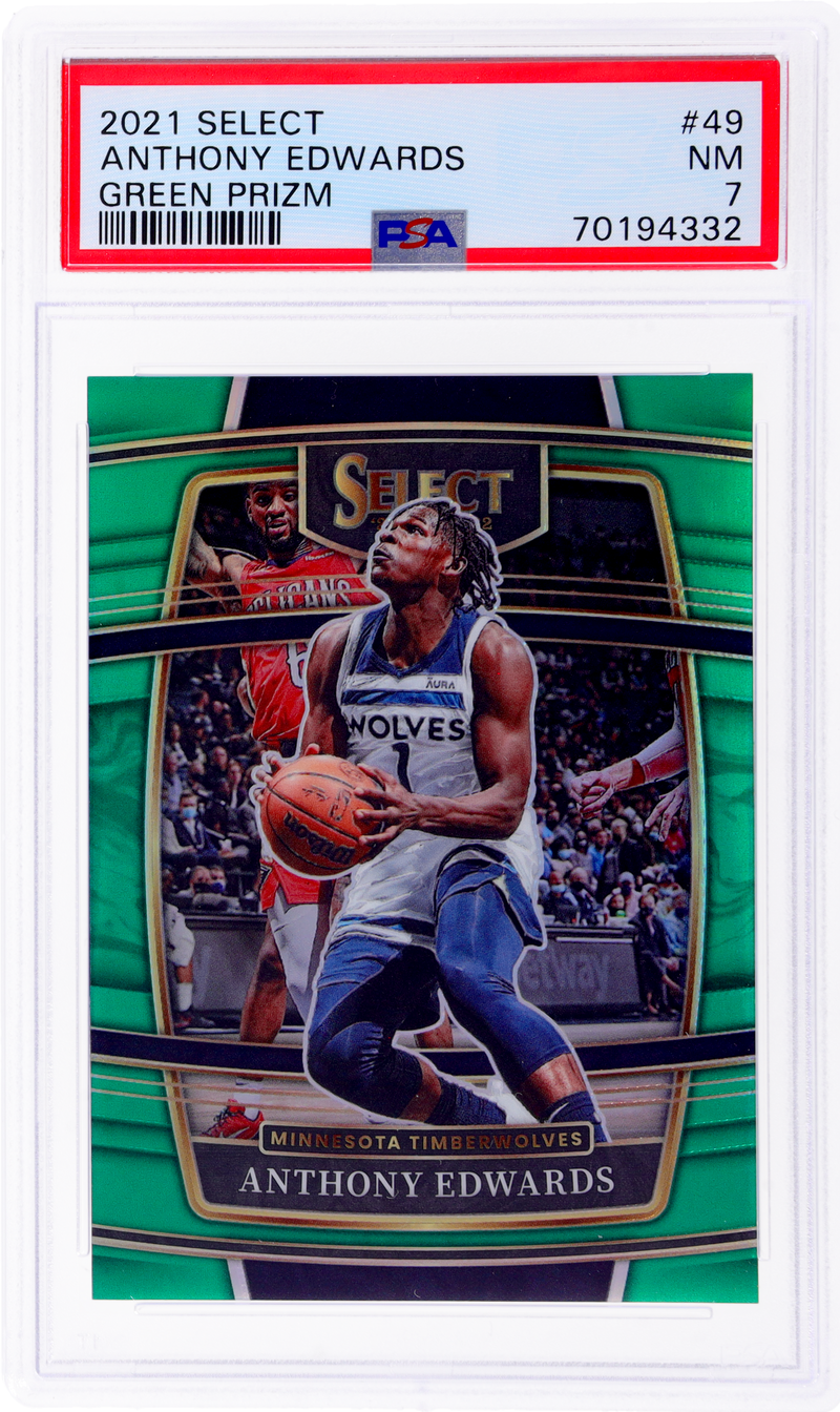 2021 Panini Select Green Prizm Anthony Edwards #49 Concourse 1/5 PSA 7