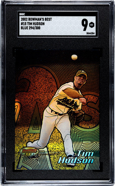 2002 Bowman's Best #15 Tim Hudson Blue 294/300 SGC 9