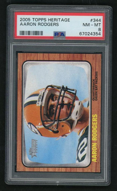 2005 Topps Heritage SP Aaron Rodgers #344A PSA 8