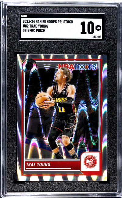 2023 Panini Hoops Prizm Trae Young #82 Seismic Prizm SGC 10