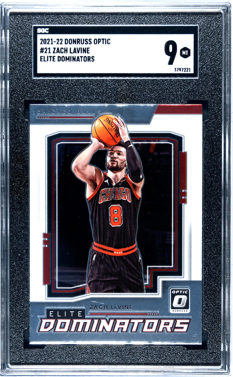 2021-22 Donruss Optic Elite Dominators Zach LaVine #21 SGC 9