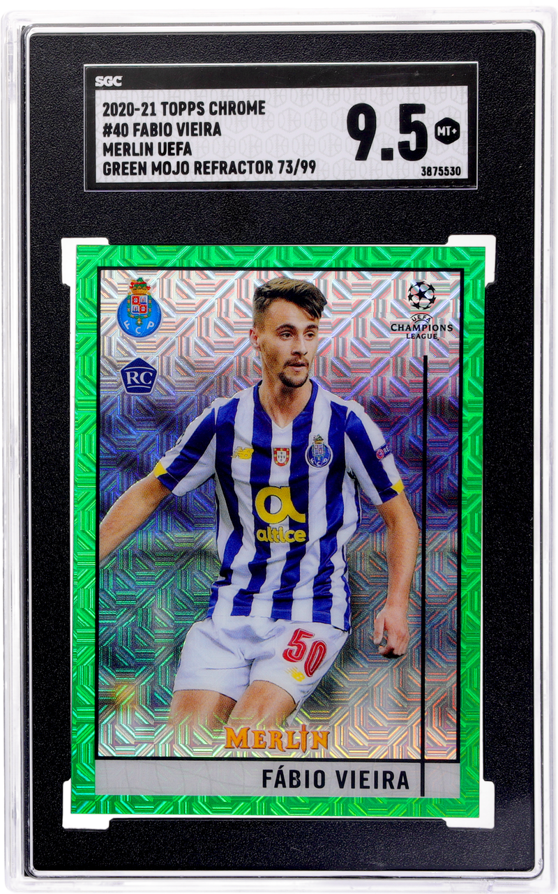 2020-21 Topps Chrome Merlin Fabio Vieira #40 73/99 SGC 9.5 RC Green Refractor