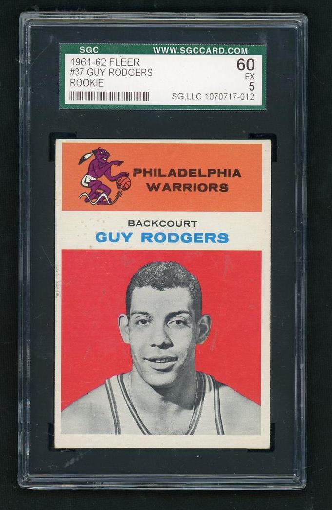 1961 Fleer 37 Guy Rodgers Rookie SGC 5 EX Philadelphia Warriors
