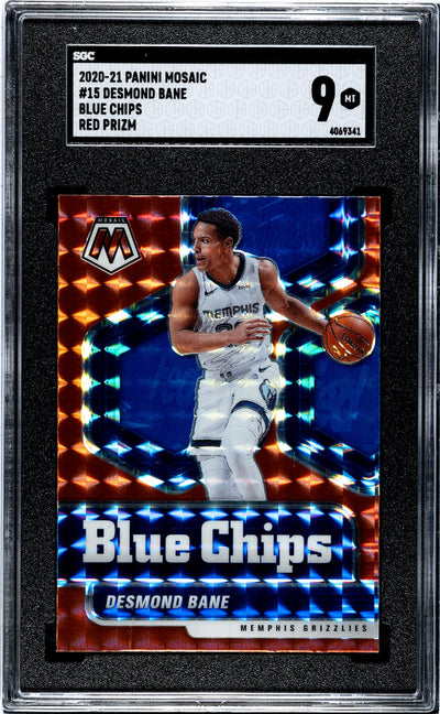 2020-21 Panini Mosaic Blue Chips Red Prizm Desmond Bane #15 SGC 9