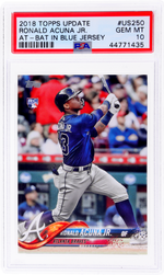 2018 Topps Update At Bat In Blue Jersey Ronald Acuna Jr. #US250 PSA 10