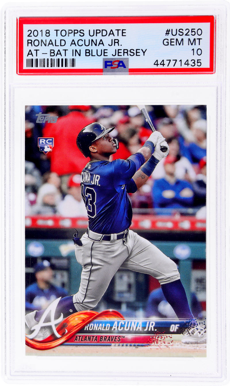 2018 Topps Update At Bat In Blue Jersey Ronald Acuna Jr. #US250 PSA 10