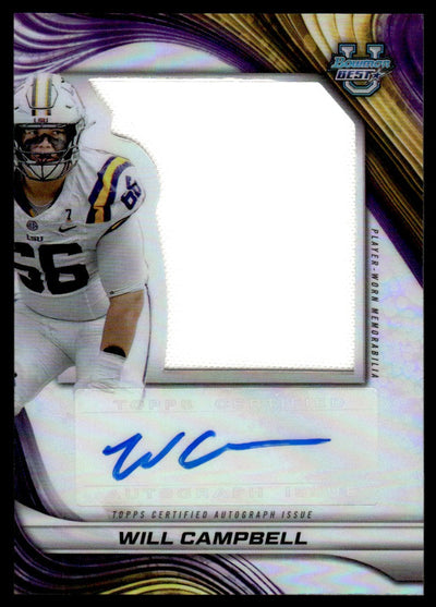 2024 Bowman PJA-WC Will Campbell Prospect Jumbo Relic Autograph LSU
