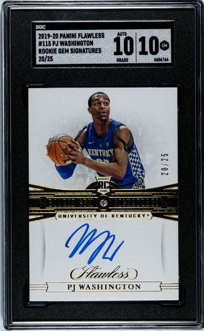 2019 Flawless #115 PJ Washington Rookie Gem Signatures /25 SGC 10