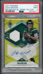 2021 Panini Phoenix Rookie Premiere Jersey Autographs Yellow Prime Zach Wilson #2 /25 PSA 9