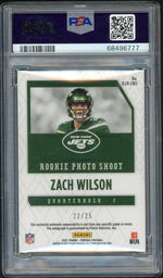 2021 Panini Phoenix Rookie Premiere Jersey Autographs Yellow Prime Zach Wilson #2 /25 PSA 9