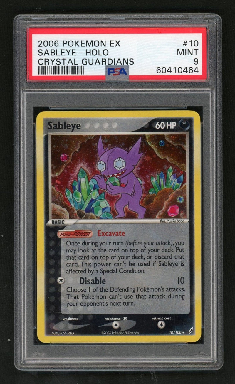 2006 Pokemon Ex Crystal Guardians Holo Sableye #10 PSA 9