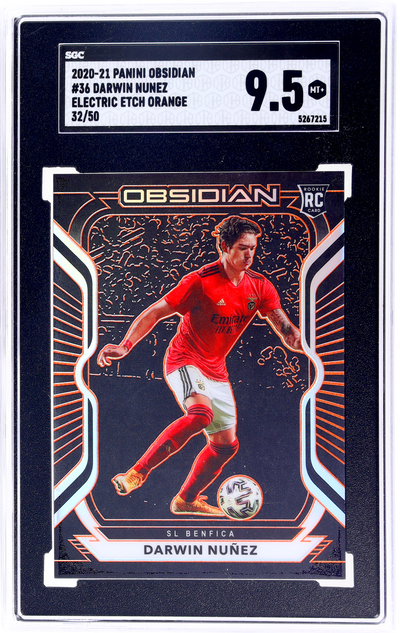 2020-21 Panini Obsidian #36 Darwin Nunez Electric Etch Orange 32 SGC 9.5