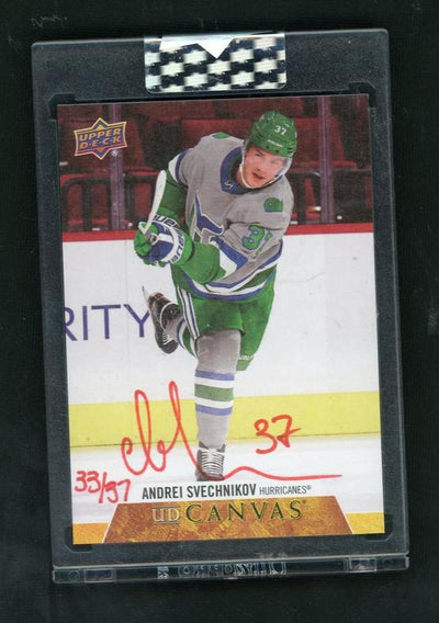 2020 Upper Deck UD Canvas CS-AS Andrei Svechnikov Clear Cut /37 Hurricanes Auto