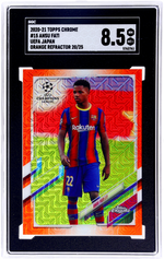 2020-21 Topps Chrome UEFA Japan Orange Refractor Ansu Fati #15 /25 SGC 8.5