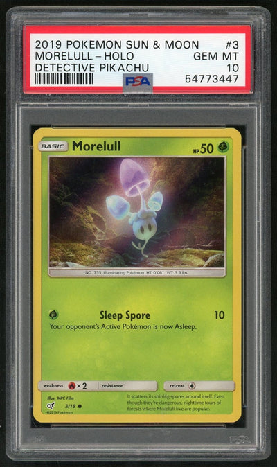 2019 Pokemon Sun and Moon Detective Pikachu Morelull #3 PSA 10