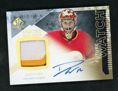 2021 Upper Deck SP Authentic 111 Dustin Wolf Future Watch Rookie /100 VG Calgary Flames Auto