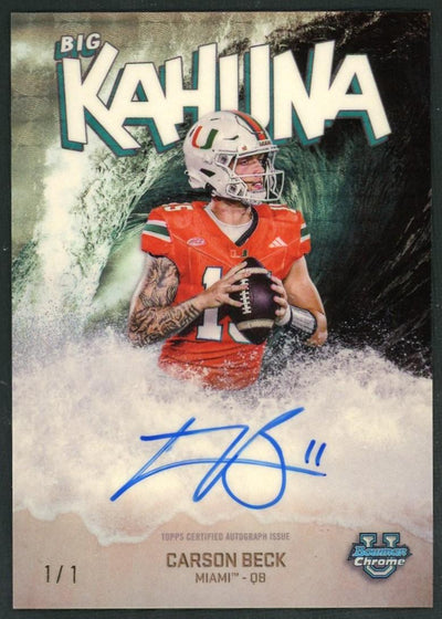 2025 Bowman Chrome BK-CB Carson Beck Big Kahuna Superfractor 1/1 VG Miami Auto