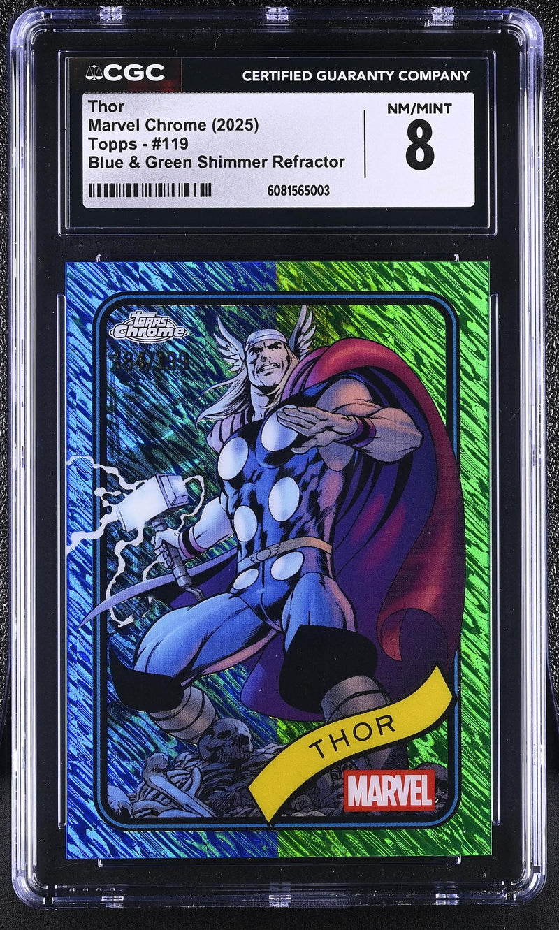 2025 Chrome #119 Thor Blue & Green Shimmer Refractor /299 CGC 8