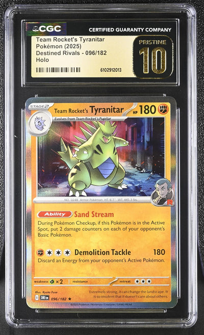 2025 Pokemon #096/182 Team Rocket's Tyranitar Destined Rivals CGC 10