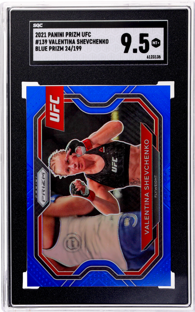 2021 Panini Prizm UFC Blue Prizm Valentina Shevchenko #139 24/199 SGC 9.5