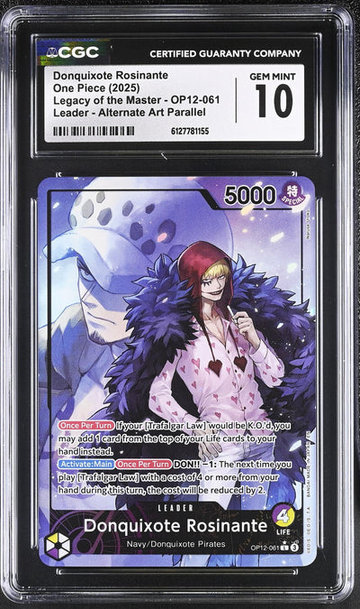 2025 One Piece #OP12-061 Donquixote Rosinante Legacy of the Master CGC 10