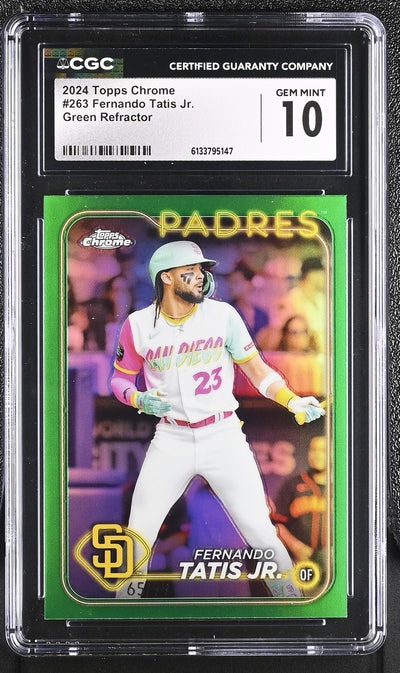 2024 Topps Chrome #263 Fernando Tatis Jr. Green Refractor /99 CGC 10