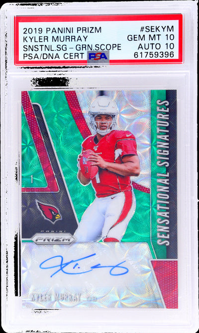 2019 Panini Prizm Sensational Signatures Green Scope Prizm Kyler Murray #2 /75 /41 PSA 10