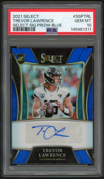 2021 Select Signatures Blue Prizm Trevor Lawrence #1 /50 PSA 10
